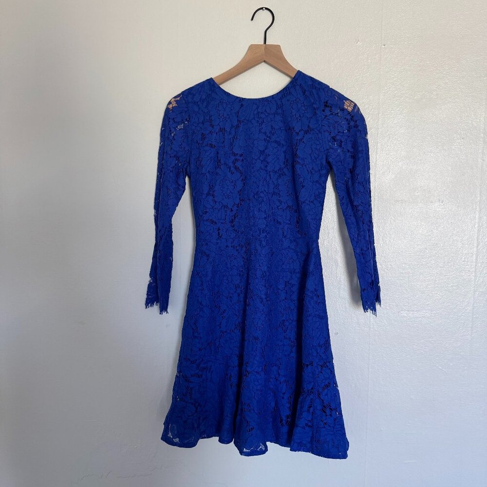 J. Crew Royal Blue 3/4 Sleeve Lace Dress Size 00 NWT